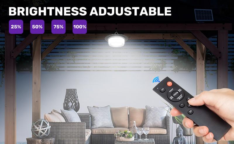 2026 Solar Shed Light, Portable Solar Pendant Lights Outdoor, 244 LED 360° Glow Waterproof Shed Light, 5 Modes Waterproof Floodlight with Remote Control for Shed, Barn, Gazebo, Yard, Patio, Garage