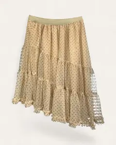 Tiered Polka Dot Mesh Maxi Skirt Mesh Chiffon Skirt
