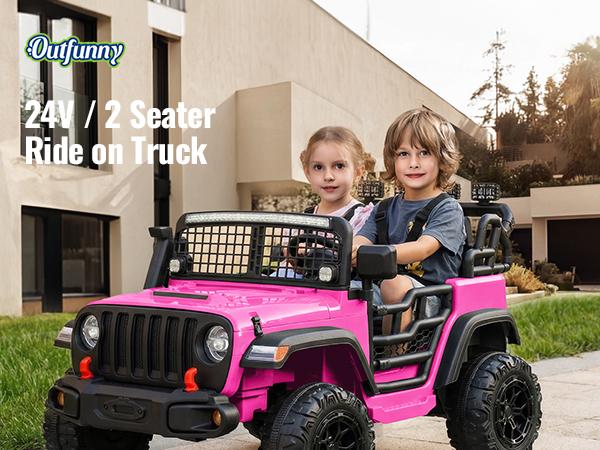 Outfunny 24V Kids Ride on Truck, 4WD 2 Seater Electric Ride on Toys Car for Big Kids w/ Remote, 4x200W Motor Outfunny 24V Kids Ride on Truck, 4WD 2 Seater Electric Ride on Toys Car for Big Kids w/ Remote, 4x200W Motor