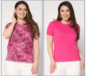 LOGO Principles by Lori Goldstein 2 Pack Solid and Printed Tee