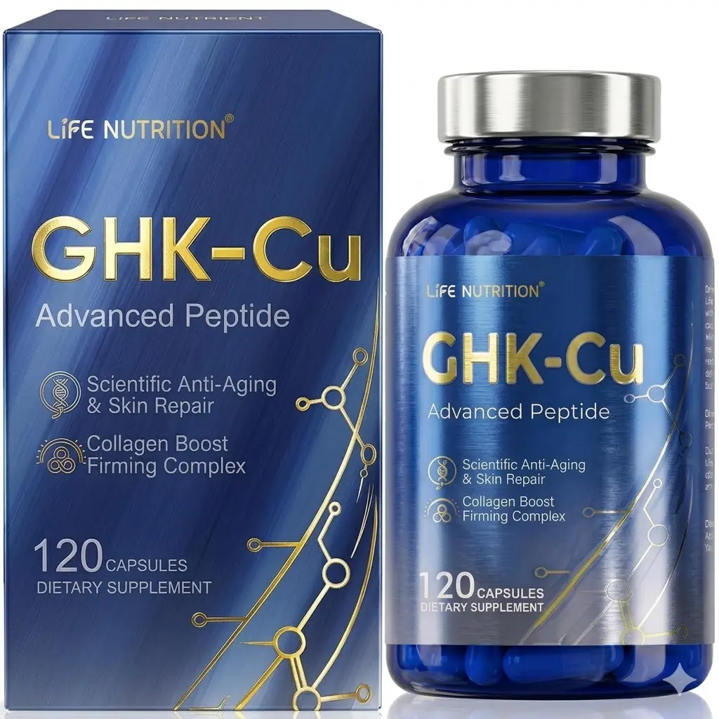 GHK-Cu Copper Peptide Healthy Dietary Supplement, 120 Vegan Capsules, High-Potency Vitamin-Mineral Blend, Skin Care Support for Repair & Elasticity, Anti-Aging Supplements & Hair Growth Products