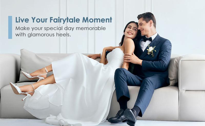 DREAM PAIRS Destiny Rhinestone Strapped Flare High-Heel Pumps for Women