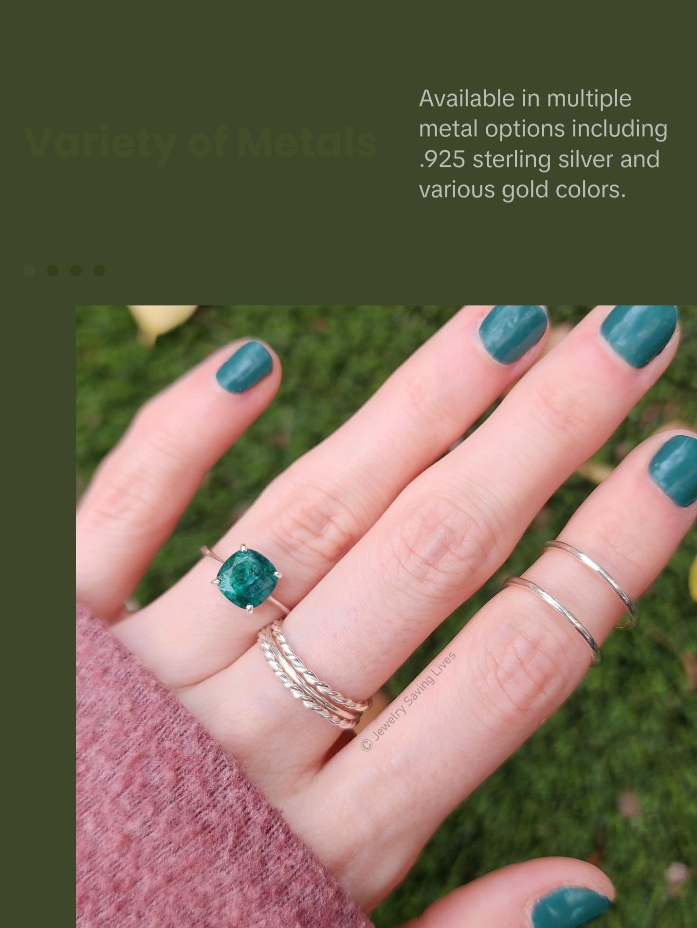 The Asher Natural Emerald Ring - 8x8mm, 3 cts - Handmade in the USA