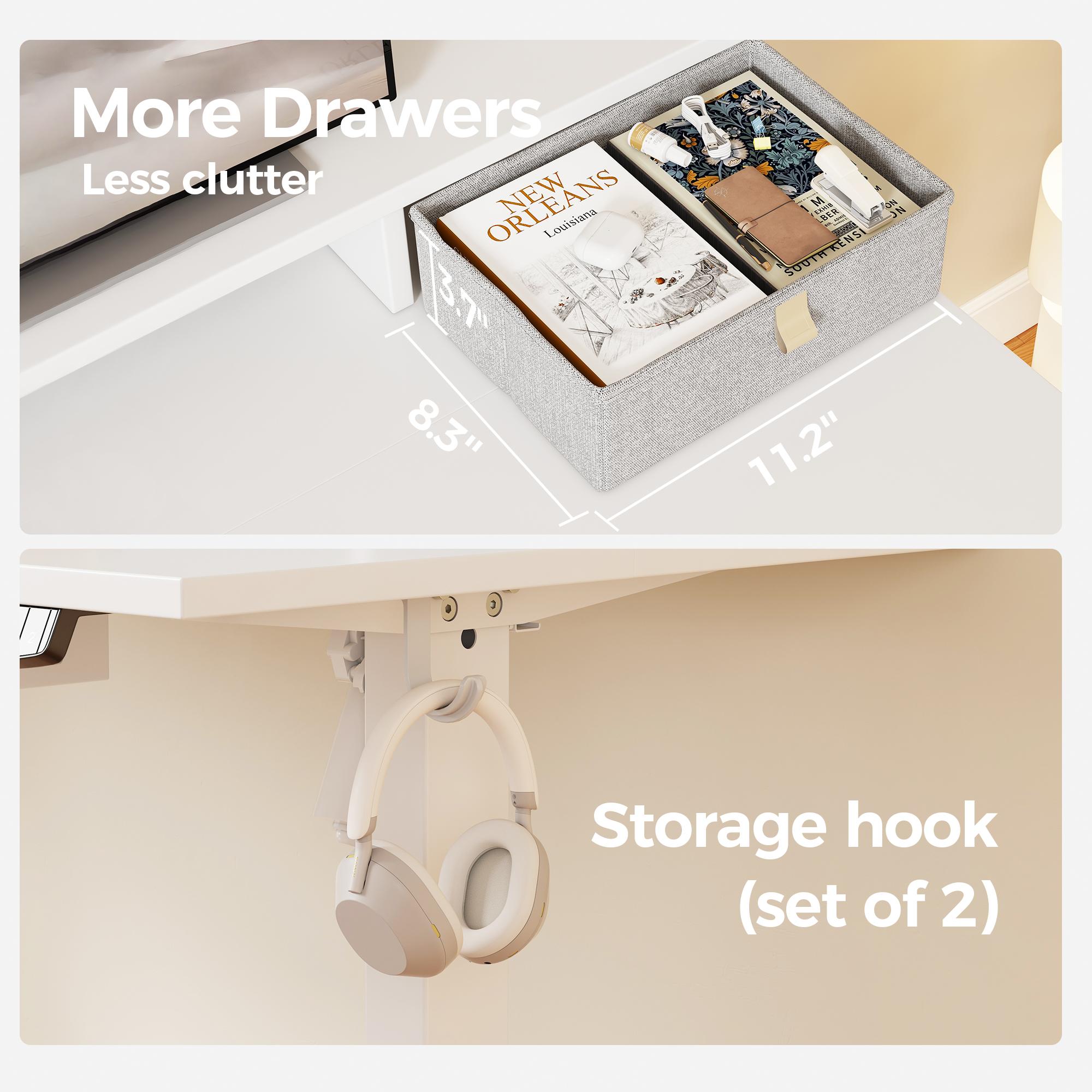 Agilestic Electric Standing Desk with Keyboard Tray and Drawers, Adjustable Height Stand Up Desk for Home Office, Game Table with 4 Memory Height Settings, 2 Headphone Hooks, Computer Workstation, Black