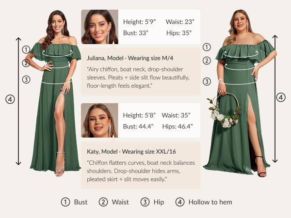 Ever-Pretty 2026 Spring Dress Chic Ruffle Off-Shoulder Chiffon Maxi Gown, High Slit Design for Beach Bridesmaid Dress – Chic & Elegant for  Weddings ES00969 Womenswear Elegance