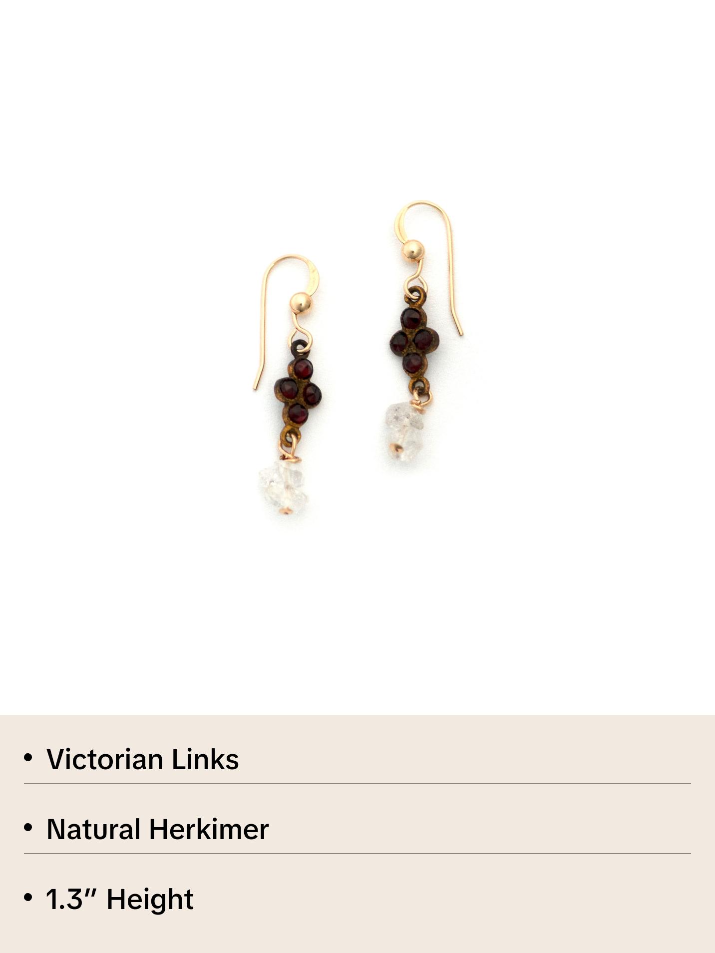 Bohemian Garnet and Herkimer Diamond Earrings