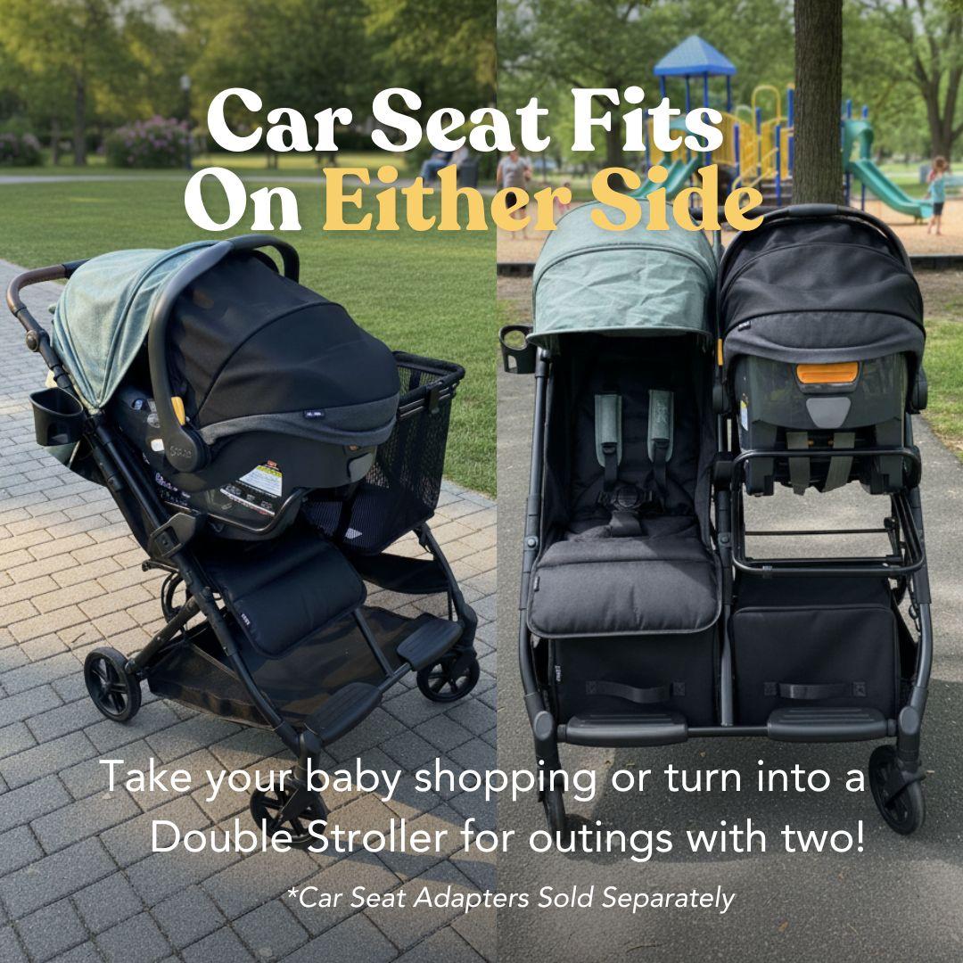 Strolee Baby+ v2 Lightweight Baby Stroller & Shopping Cart - 22 lbs 3 Point No Re-Thread Harness, Adjustable Handle, Parent Cup Holder, Compact Fold, Car Seat Compatible, 2 Year Warranty