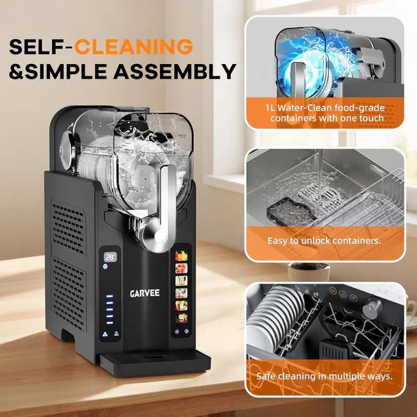 GARVEE Slushie Machine 70 oz (2.1L) , Frozen Drink Maker with 3 Preset Modes (Slush, Frappe, Milkshake), LED Display, Auto-Clean & One-Touch Dispensing, Ideal for Margaritas, Smoothies & Ice Cream