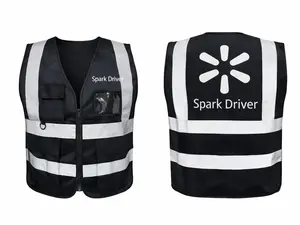 Spark high visibility safety vest (with pockets) suitable for courier drivers and logistics professionals (blue/black/orange)