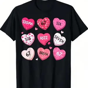 Valentines Day Hearts Candy 67 Meme Six Seven 6 7 Boys Kids  Shirt Printed in USA