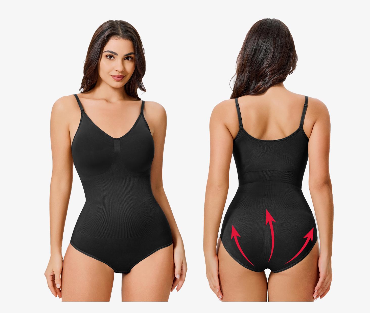 [Live Now] Nebility Women's V-Neck Shapewear Set - Seamless Bodysuit & Camisole, Hip Lift & Tummy Control, Basic Comfort Style High Waisted Shapers Spaghetti Strap