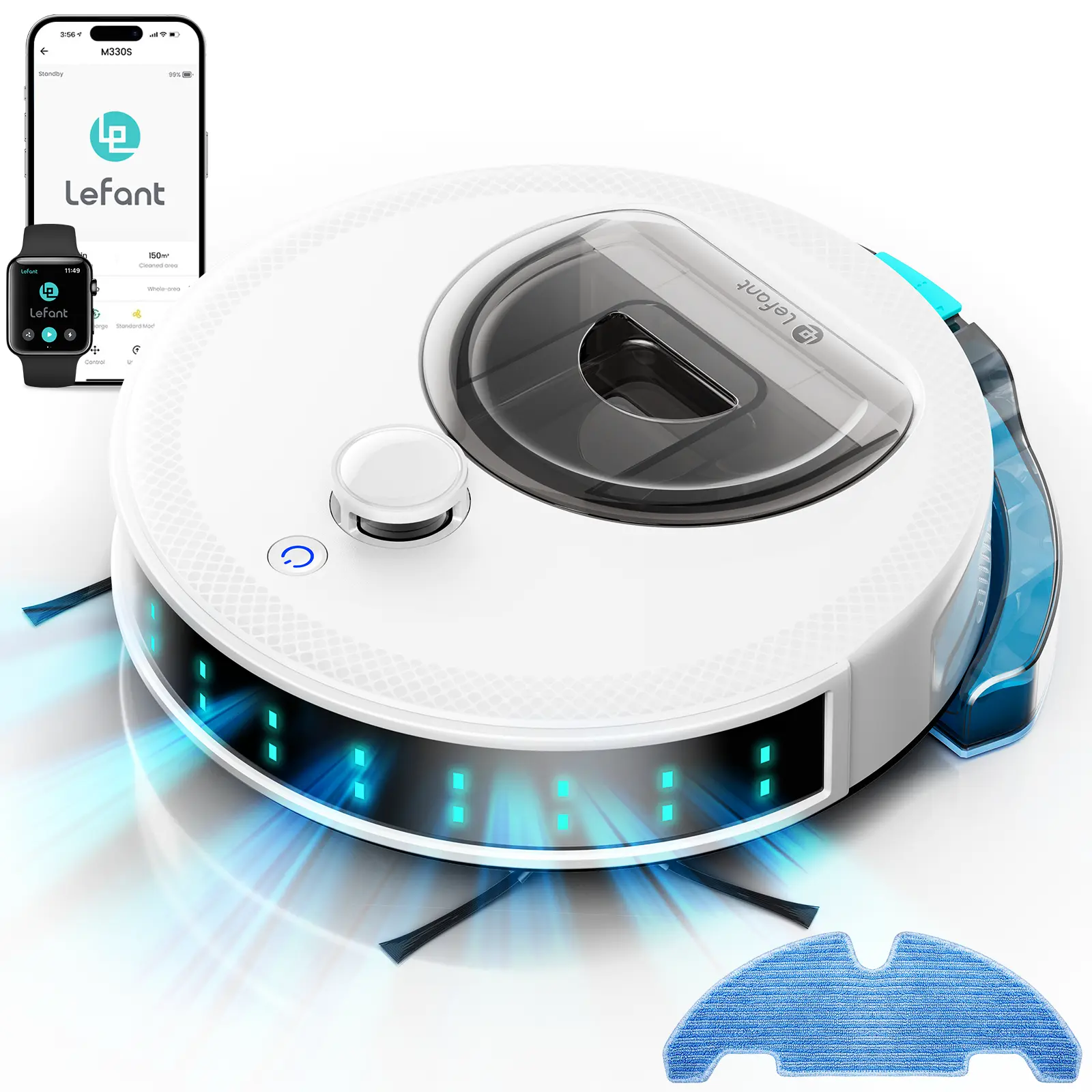 Lefant M330S LiDAR Navigation Cordless Smart Robot Vacuum and Mop - Home Cleaning Machine, 450ml Visible Dustbin, 190° PSD Obstacle Avoidance, Multi-Level Mapping, Powerful Suction Wireless Robot Vacuums for Hardwood Floors, Carpets, Pet Hair