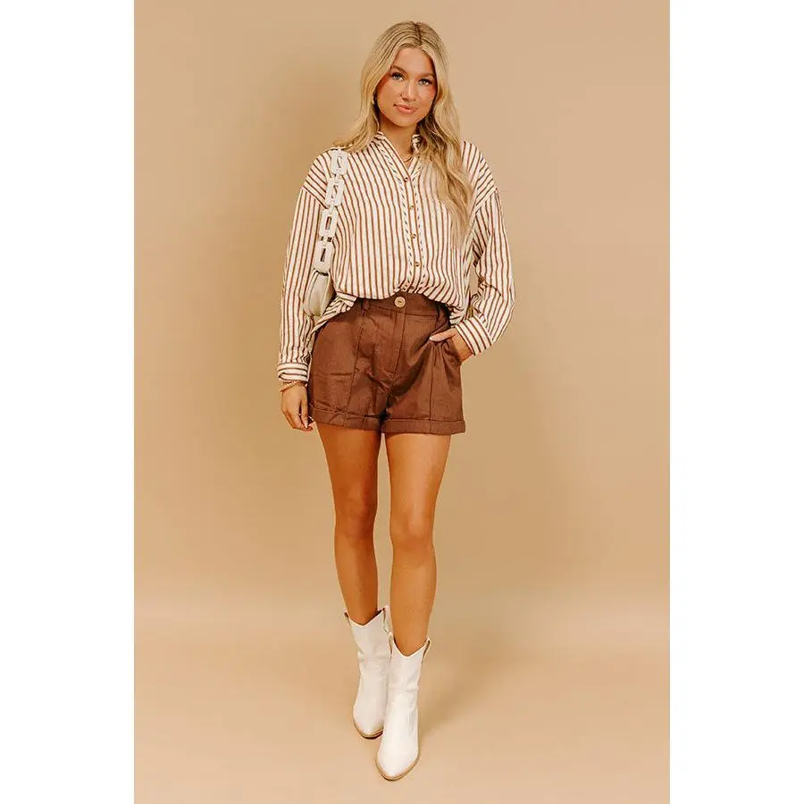 The Taylor High Waist Shorts in Chocolate
