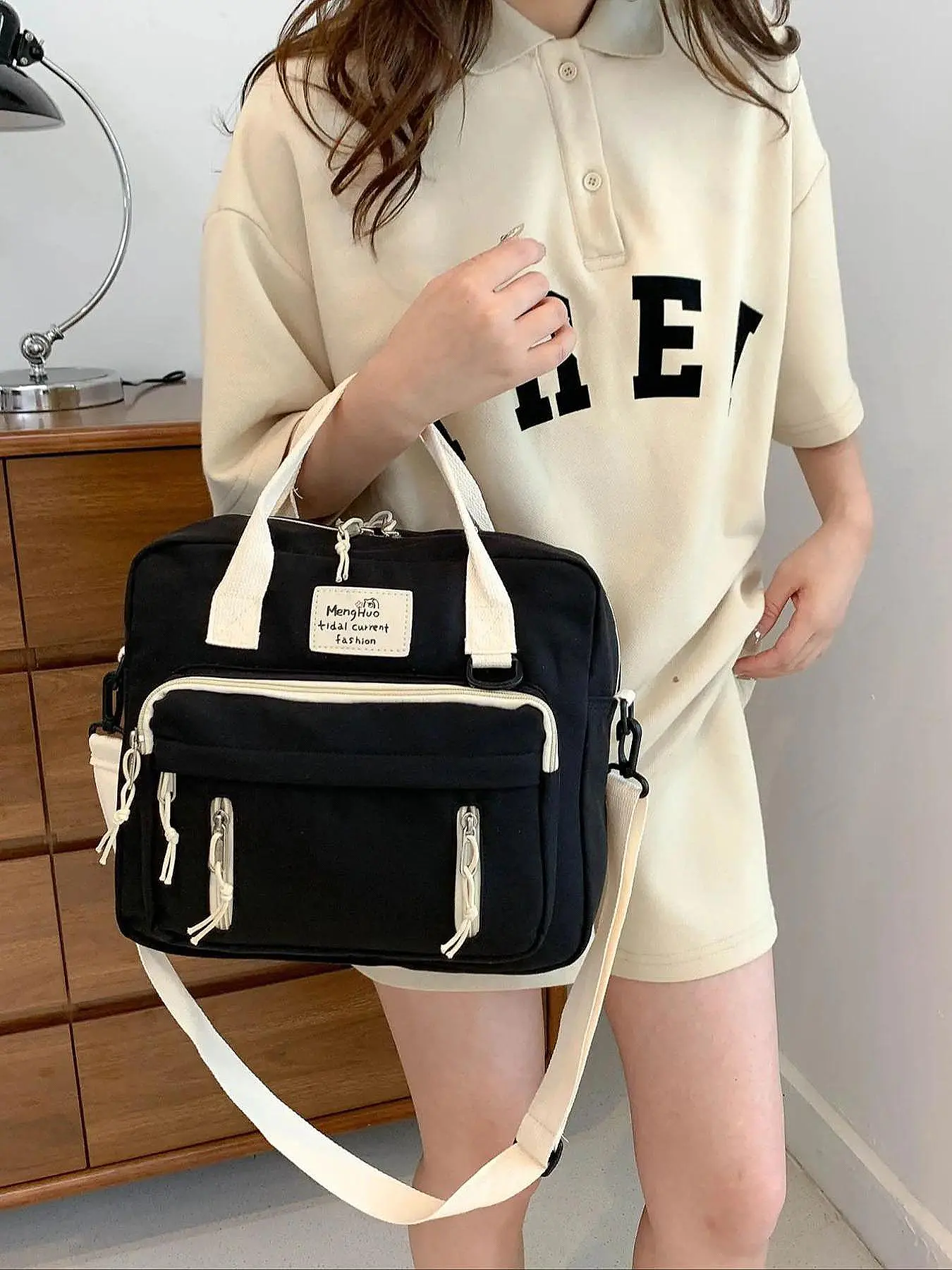 Small fresh multifunctional trendy backpack, multi-purpose for hand-held or cross-body bag, simple and fashionable daily commuting essential, Stylish Casual Daypack