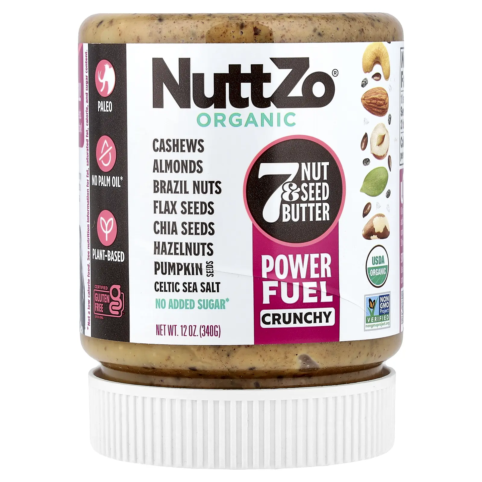 Nuttzo Organic Power Fuel, 7 Nut & Seed Butter, Crunchy, 12 oz (340 g)