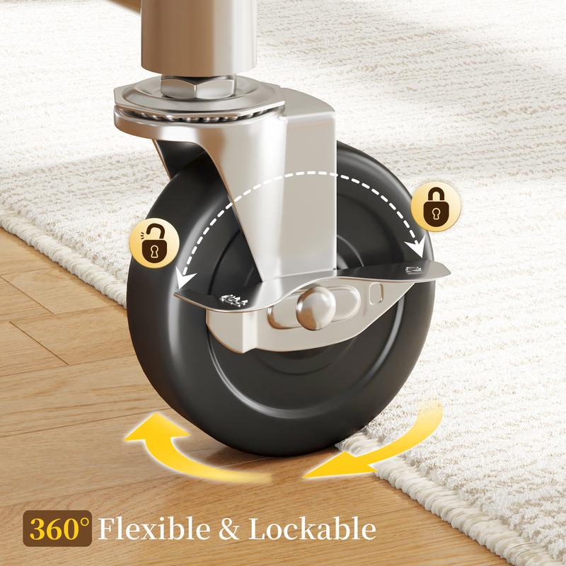 Raybee Furniture Clothes Rack for Hanging Clothing Rack with Hooks, Extendable & Height Adjustable Coat Rack, Heavy Duty Clothes Racks Holds Up to 440LBS, Portable Rolling Garment Rack with Lockable Wheels & 4 Hooks, Chrome【Gift Ideas】