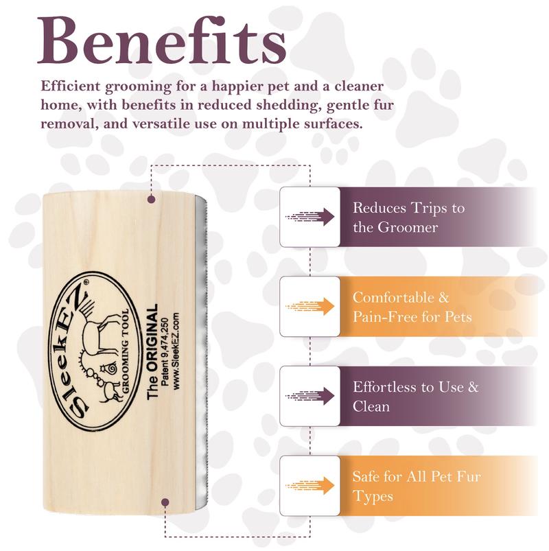 SleekEZ Dog Brush for Shedding & Grooming, Deshedding Tool for Short & Long Haired Dogs, Dog Comb, 5 Inches Long, 4oz Weight