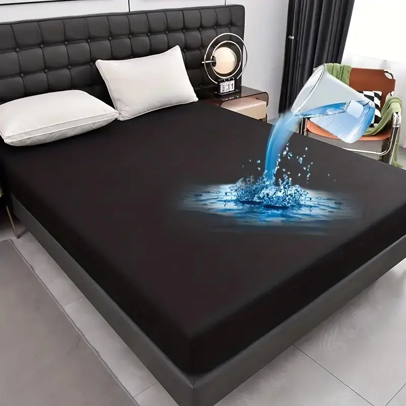 Soft Breathable Waterproof Bed Sheet, Deep Pocket Design, Comfortable Sleep for Bedroom, Guest Room, Dormitory, Hotel, Soft Comfy Polyester Bedding, Breathable Sheets, Waterproof Fitted Sheet