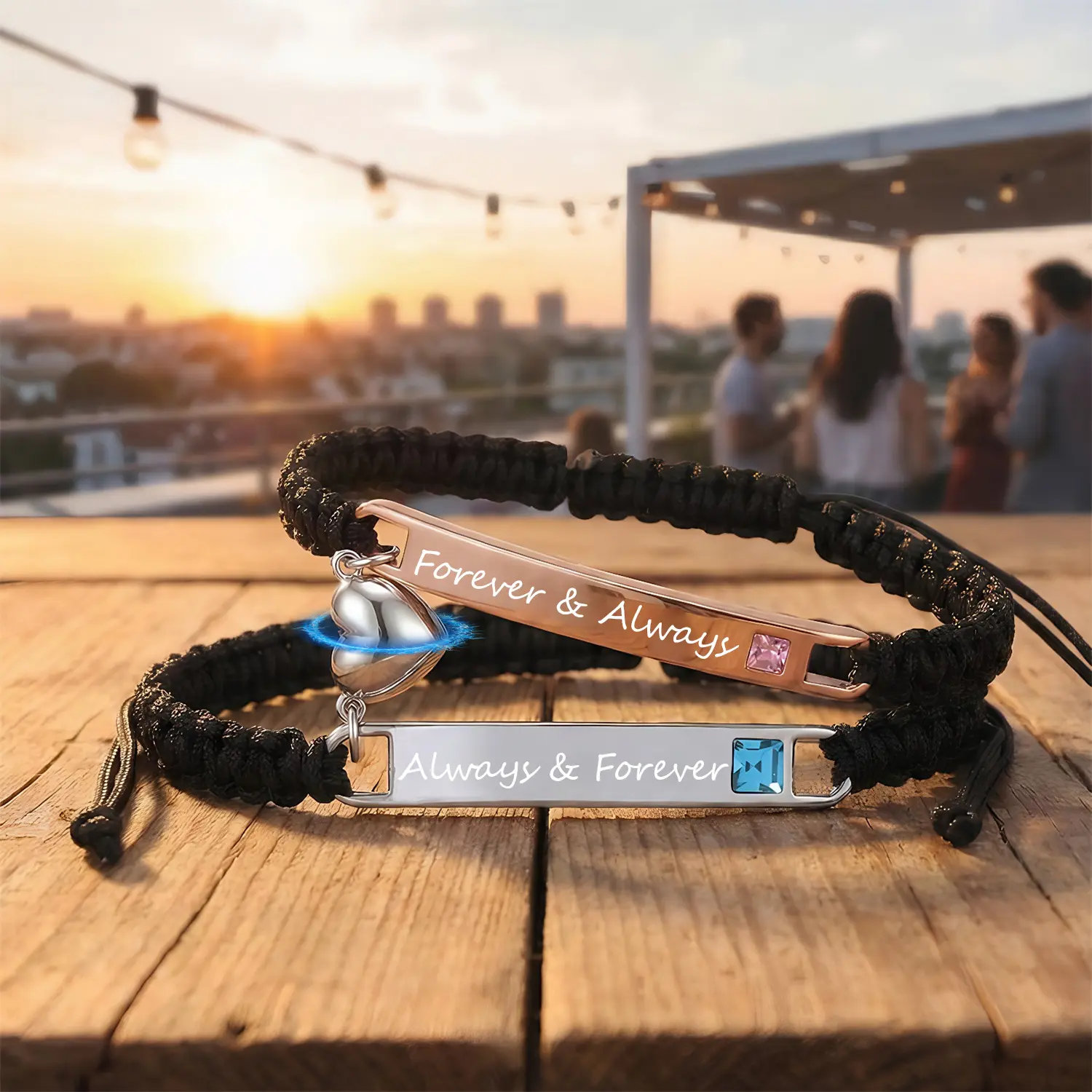 Sicbumi 2PCS Couple Bracelet "I Love U More" "Always & Forever" Bracelets for Couples, Adjustable Handmade Rope Braided Bracelet Couple Bracelets Set Matching Bracelets for Lover Men Women Boyfriend Girlfriend Husband Wife Anniversary Birthday