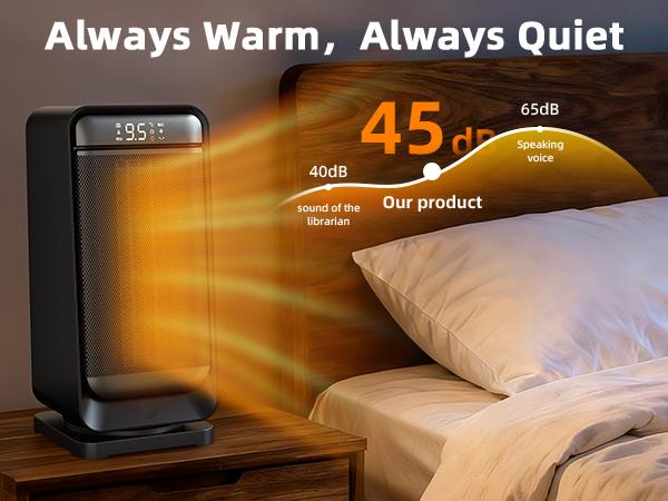 1500W Space Heater, Fast Heating & Energy Saving Portable Electric Heater with Remote for Indoor Use, 5 Modes Adjustable Thermostat 24H Timer, Safe Quiet for Bedroom Office Home Use