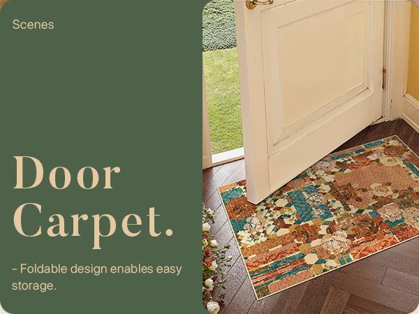 GENIMO Retro Collage Floral Geometric Rug For Living Room Bedroom Dining Room Washable Non-Slip Soft Texture Multi-Scene GENIMO Retro Collage Floral Geometric Rug For Living Room Bedroom Dining Room Washable Non-Slip Soft Texture Multi-Scene