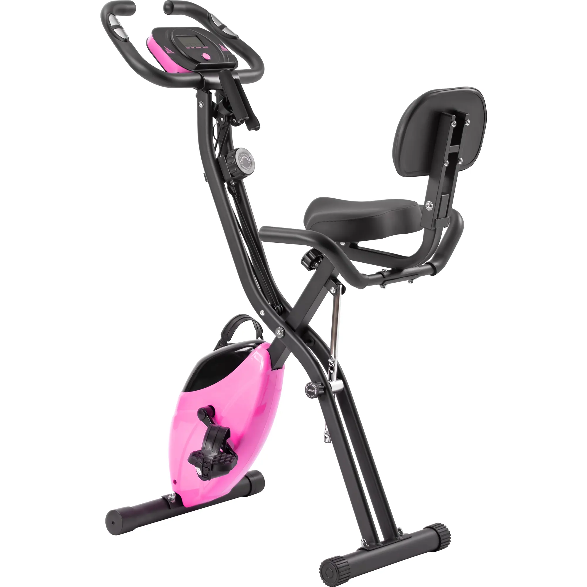 Mersco Folding Exercise Bike, 2-in-1 Upright and Recumbent Stationary Bike with 16 Resistance Levels, Arm Bands, and Backrest, 350 lbs Capacity, Stationary Exercise Bike
