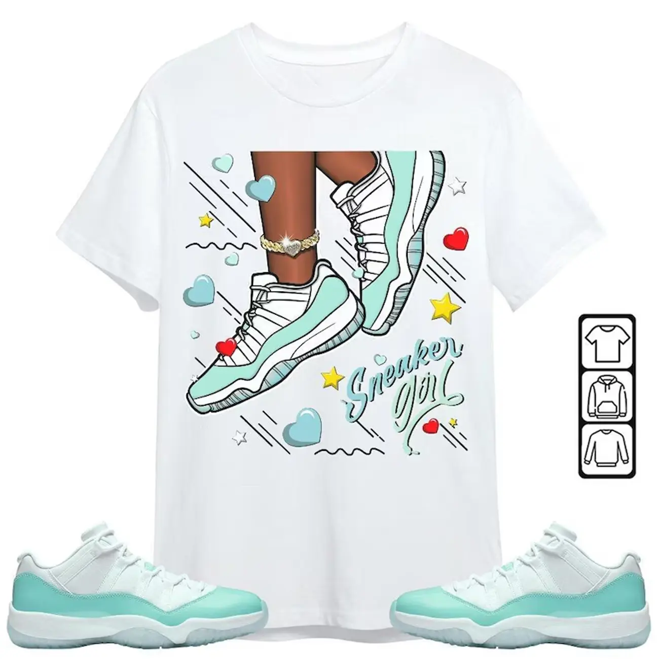 SNEAKER Girl Heart Flying T shirt Matching Jordan 11 Igloo Sneakers