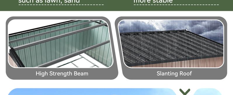 Aoxun Storage Shed Outdoor Metal Storage Shed 8*6 ft, Galvanized Steel Metal Garden Shed with Air Vent and Hinged Door Utility Tool Storage House for Garden, Backyard, Patio, Lawn, with Swing Door and Lock, Brown