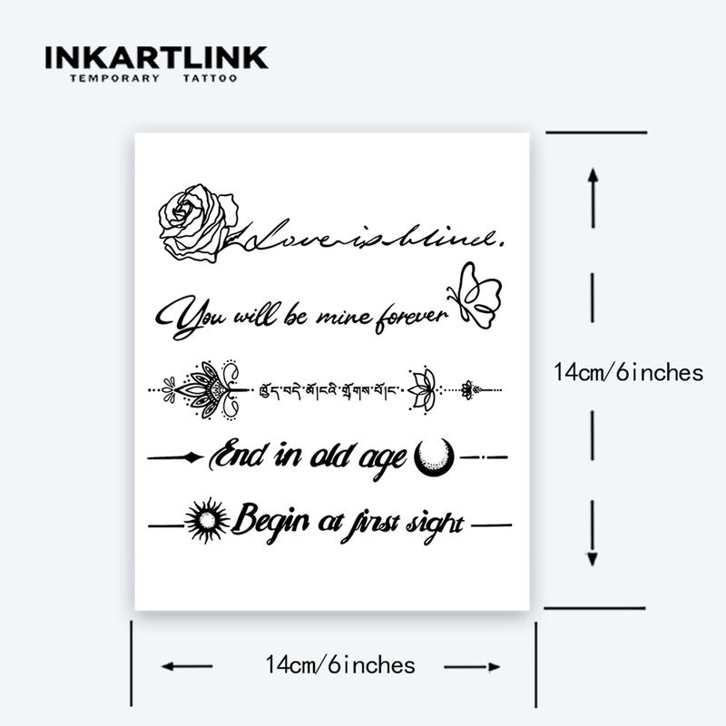INKARTLINK Tattoo Tech, 2 Sheets Extra-Large Semi Permanent Tattoo, Adult Art Design Temporary Tattoos, Lasts 1-2 Weeks, Waterproof, Realistic Look, No Adhesive, No Reflection (Flower Quotes Design)