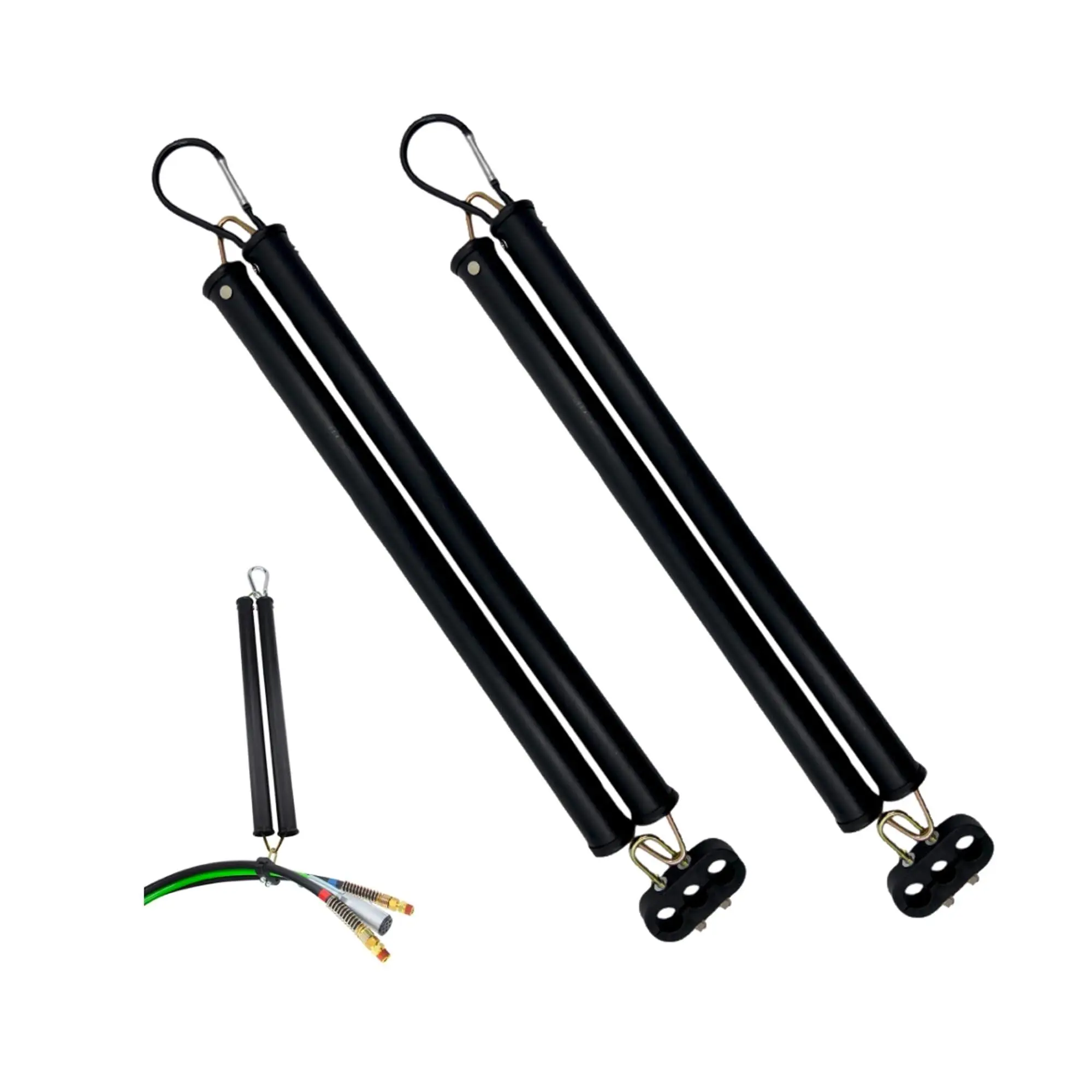 TORQUE 2-Pcs 3-in-1 High-Quality ABS Air Line Hose Tracker Tender Kit, Automotive Vehicle Tool for Trucks, 20in Double Heavy-Duty Carbon Steel Double Spring, Protective Sleeves, 3 Hose Holders, Secure Wires, Tool-Free Installation (2x TR17145-D)