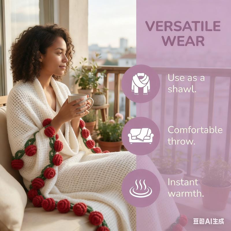 【Valentine's Day】Rose hand-woven blanket, pure handmade blanket, can be turned into a bouquet of roses blanket,a gift for the object, mother, elders, a special gift