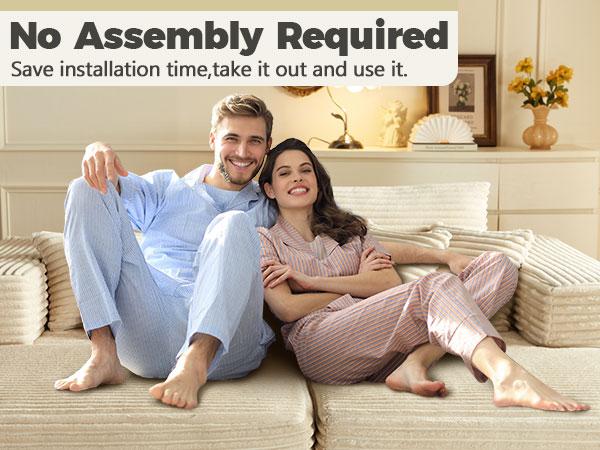 【2 Packages Shipping】Ovios 81" Oversized Sectional Double Lounge Chaise with Cloud Plush Sofa Bed, Fluffy Modern Boneless Couch Sleeper Loveseat Chair for Indoor Living Room Bedroom Reading Movie - No Assembly Required