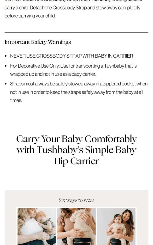 TushBaby Crossbody Strap – Stylish Decorative Strap Accessory for Hip Seat Carrier