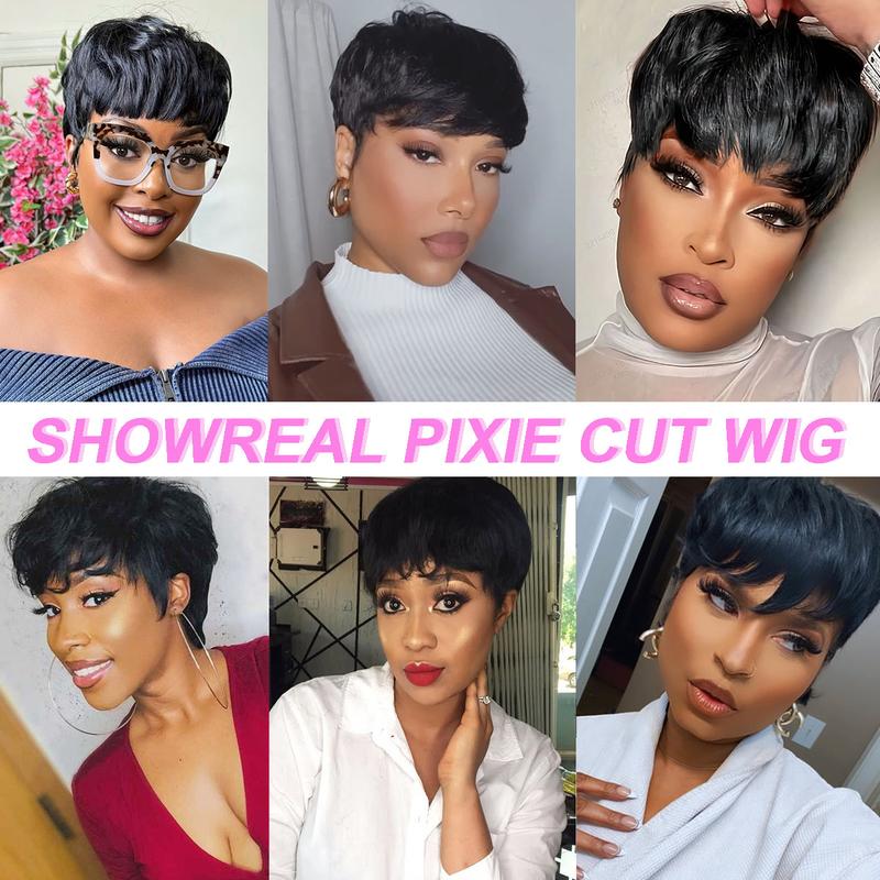 ShowRealHair Wig 036 Pickled Color Pixie Cut Wigs Pixie Wigs Human Hair Coiffure Wigs for Black Women Pickled Color Short Hair Pixie Cut Style Pixie Wigs Pixie Cut Layered Wig Glueless Wig NYC Short Wigs for Black Women