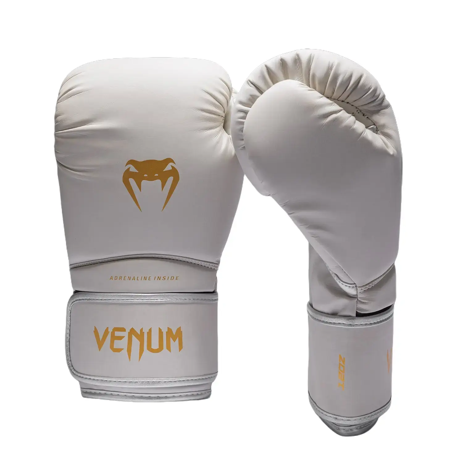 Venum Contender 1.5 Semi-Leather Boxing Gloves - Beginner-Focused, Durable Training & Sparring Gear with Wrist Protection, Ivory/Gold Sports Equipment