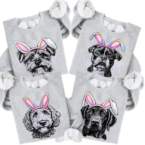 Puppy Love Dog Sweatshirt showcasing 50 dog breeds in Bunny Ears Graphic, Cute Puppy Easter Shirt for Dog Lovers, printed on a cozy Gildan unisex crew pullover for pet lovers