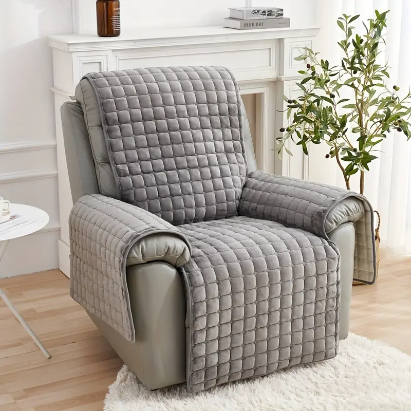 1pc Velvet Recliner Chair Cover, Non-slip Recliner Slipcover Sofa Cover, Plush Recliner Cover, For Living Room Office Home Decor