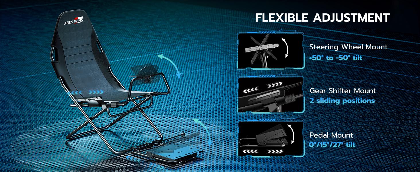 ARES WING Racing Simulator Cockpit, Racing Wheel Stand with Seat, Formula and GT Sim Racing Cockpit Compatible with Fanatec, Thrustmaster, Logitech, Moza Racing Games on PS5, PS4, Xbox and PC