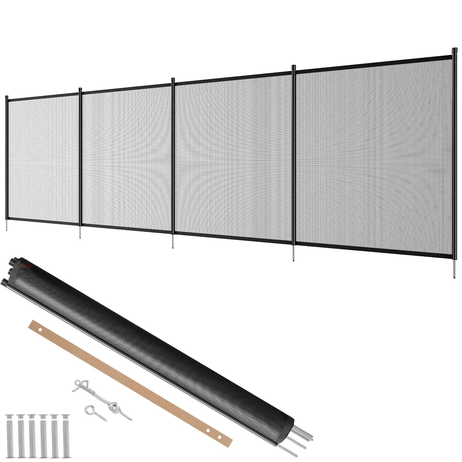 【FathersDayGift】VEVOR Pool Fence,  4 x 12 FT Pool Fences for Inground Pools, Removable Child Safety Pool Fencing, Easy DIY Installation Swimming Pool Fence, 340gms Teslin PVC Pool Fence Mesh Protects Kids and Pets