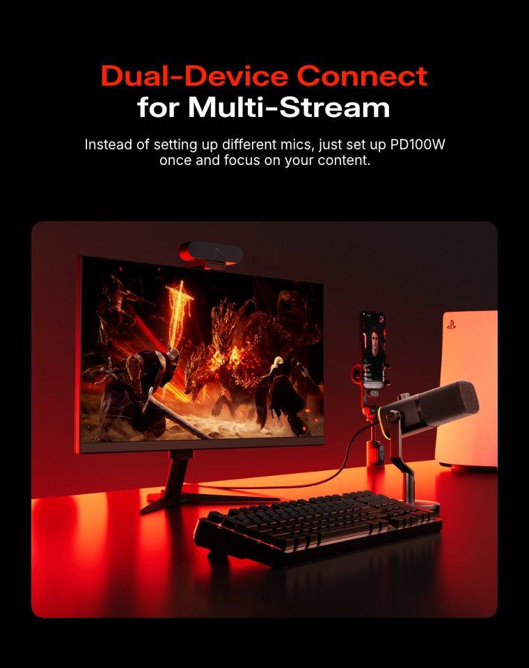 Maono PD100W Wireless & USB gaming microphone for podcast recording, meeting, dynamic RGB mic with quick mute, headphone jack, gain knob, volume control, desktop mic for PC Gamer. widely compatible with PCs, smartphones, laptops, PS4, and PS5. Maono PD100W Wireless & USB gaming microphone for podcast recording, meeting, dynamic RGB mic with quick mute, headphone jack, gain knob, volume control, desktop mic for PC Gamer. widely compatible with PCs, smartphones, laptops, PS4, and PS5.