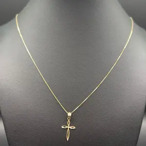 Fine 10k Gold Chain with Cross Pendant for Everyday Wear
