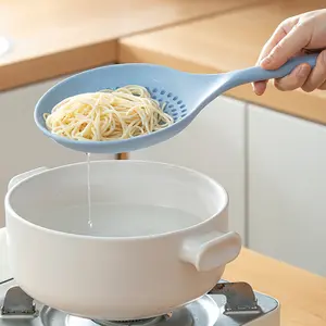 Food-Grade Silicone Slotted Spoon Set with Free Spatula, Long-Handle Strainer Spoons for Cooking, Noodles, Dumplings, Non-Scrape Heat-Resistant Kitchen Utensils, Cookware