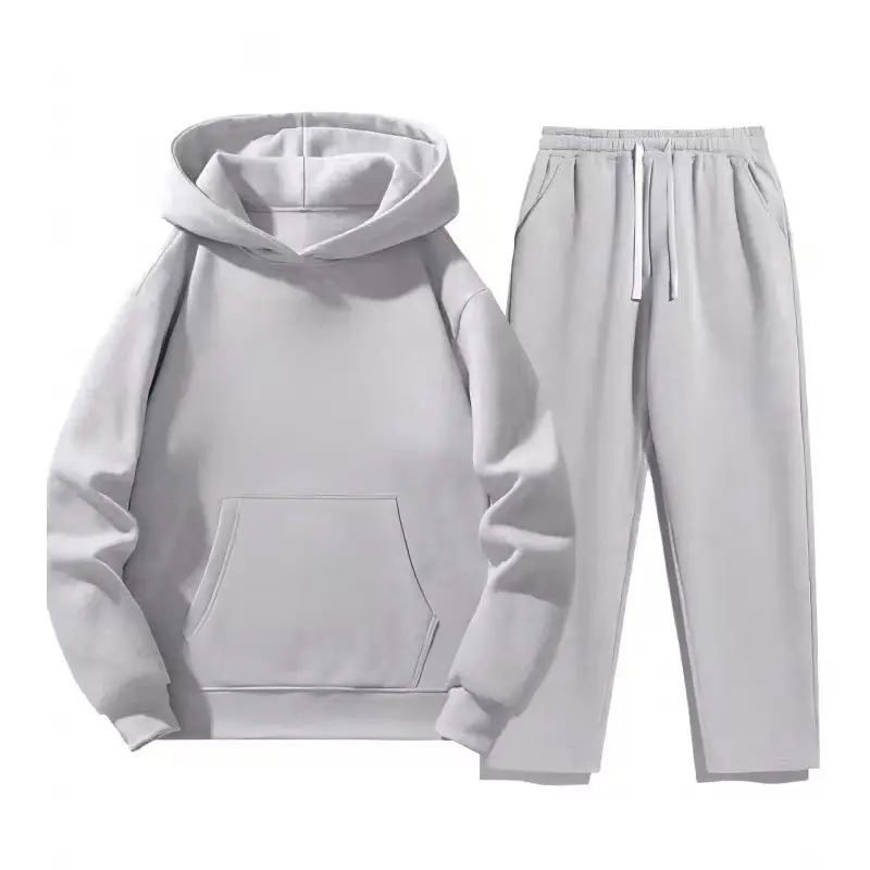 Men's Solid Color Tracksuit Stylish Hoodie Casual & Warm Wide-Leg Pants Set for Comfortable Everyday Wear Sweatsuit Set Athleisure Set
