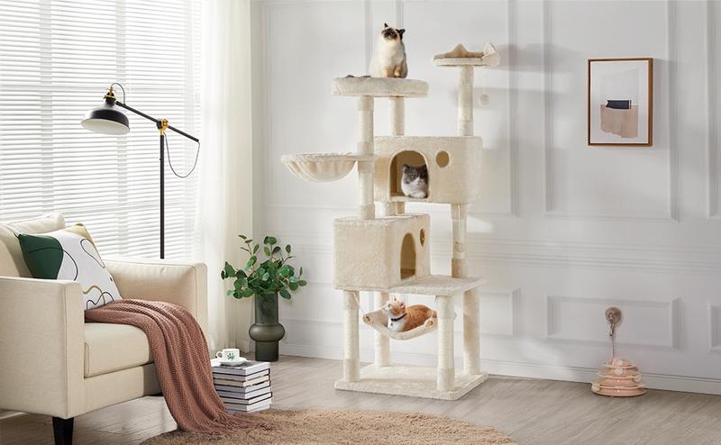 Yaheetech 64.5/73'' Cat Tree Large Cat Tower with Condos Platform Perch Hammock Scratching Posts Plush Cat House Yaheetech 64.5/73'' Cat Tree Large Cat Tower with Condos Platform Perch Hammock Scratching Posts Plush Cat House