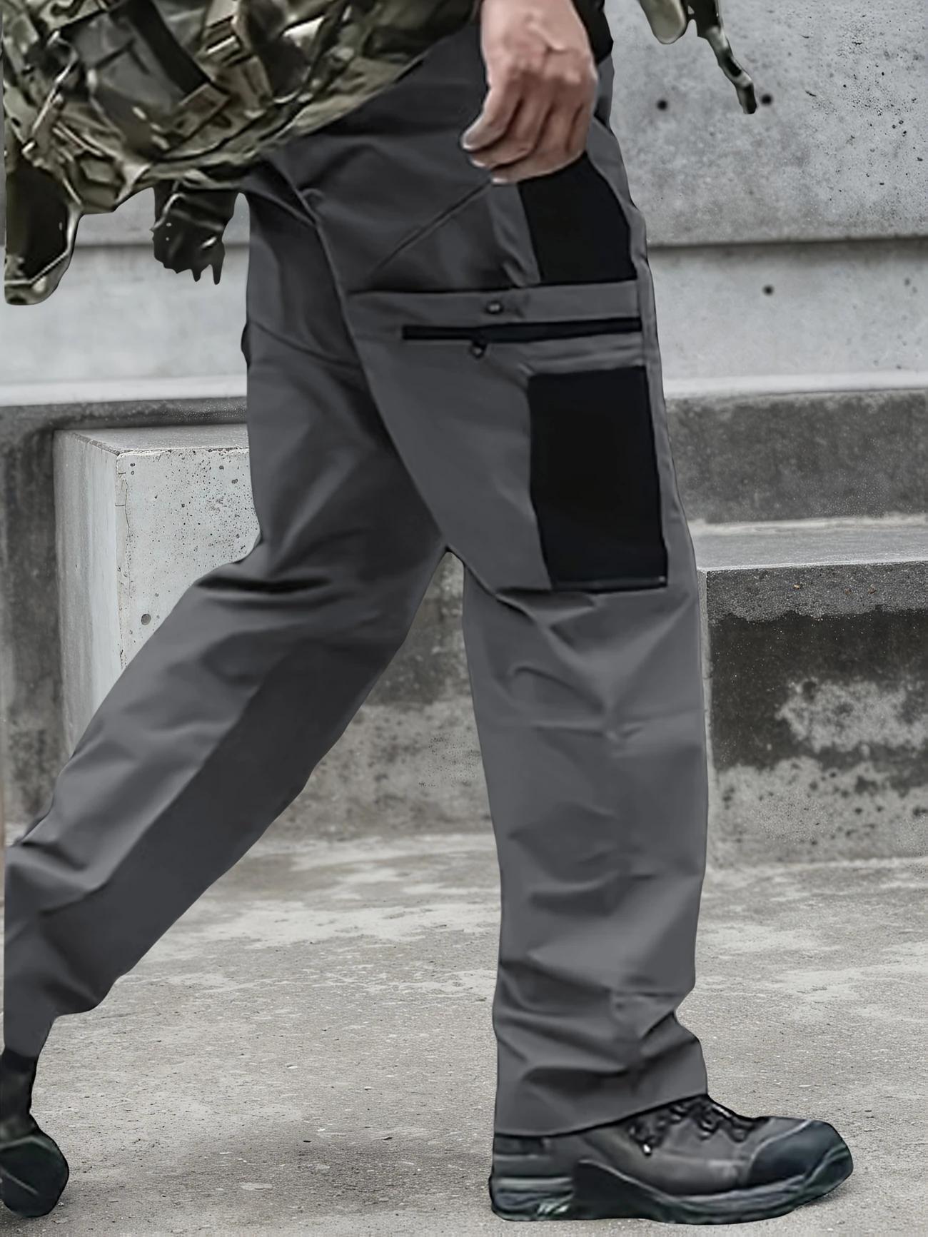 HOMUG Men's Solid Color Tactical Work Pants,230g/m² new fabric,with Multiple Pockets and Zipper Closures, Durable Outdoor Training Pants, Available in Multiple Colors, Fishing, outdoor activities, work, hiking, camping,Suitable for Spring and Autumn Wear.