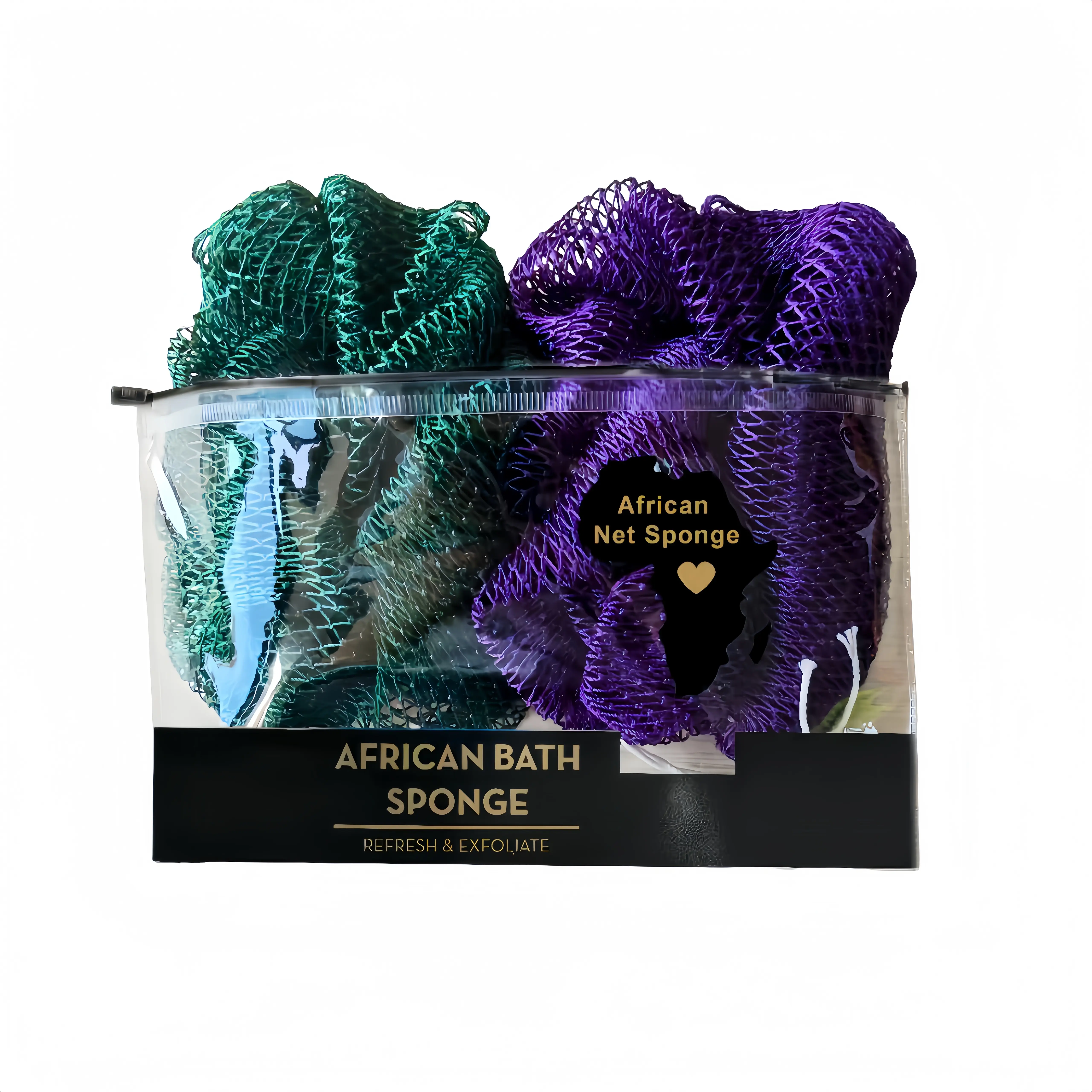 2-Piece African Net Exfoliating Bath Towel Set - Gentle Exfoliating Mesh Sponge, Long Quick-Drying Synthetic Yarn, Oily Skin Safe, Smooth Personal Care Gift, Gym Bathing Accessories for Effective Cleaning