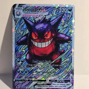 Custom Gengar VMAX Alt Art Pokémon Card - Fractal or Starry Holo - Optional Toughskin Texture - High Quality Proxy
