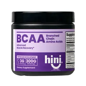 HINI Pure BCAA Powder 300g 100 Servings 2:1:1 Ratio - Branched Chain Amino Acids for Muscle Recovery Growth Pre Workout Post Workout Supplement Unflavored Keto Friendly Gluten Free No Fillers (10.58 oz)