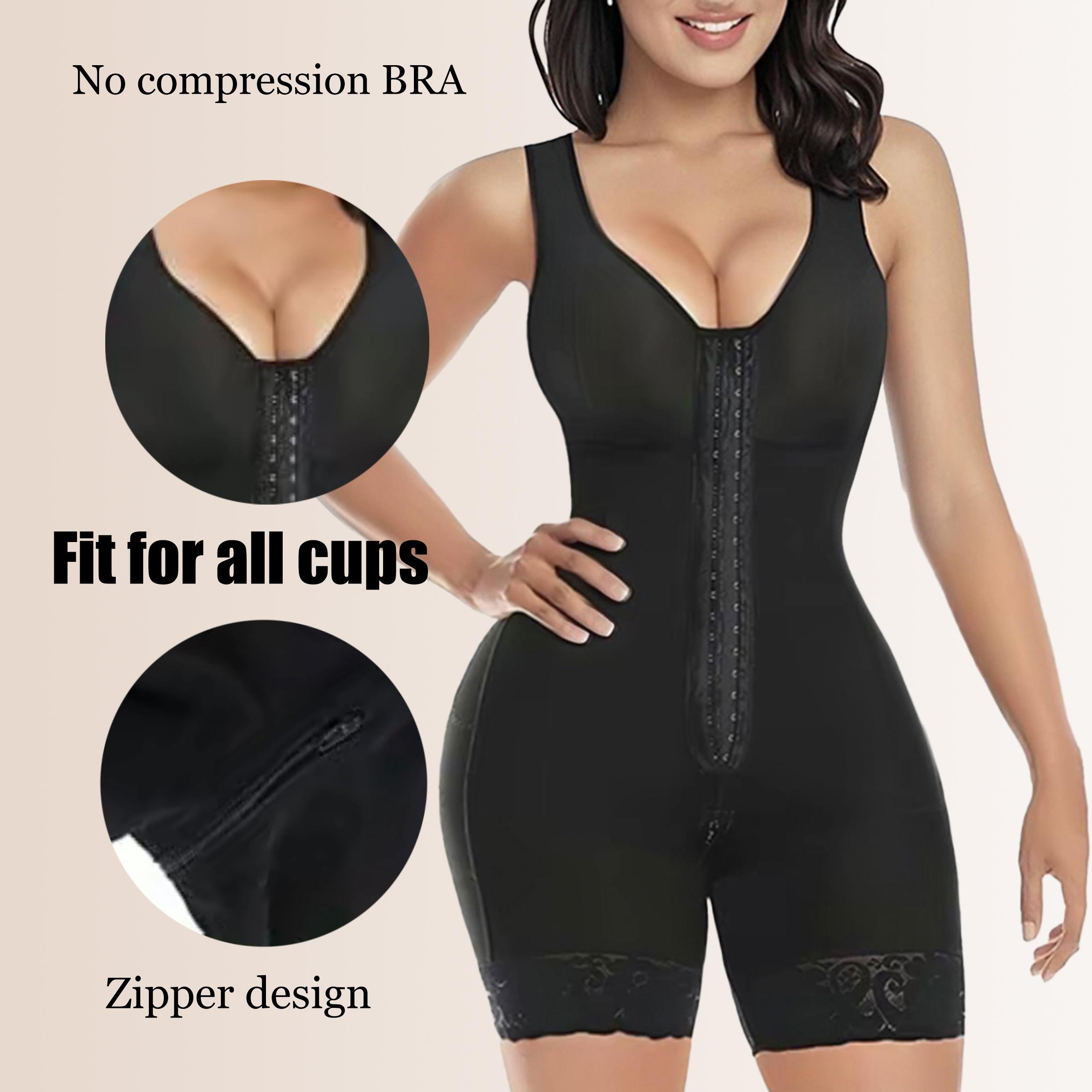 Fajas Colombianas Shapewear for Women Tummy Control Full Shapewear Butt Lifter with Zipper Crotch Womenswear Compression Sexy Basic Minimalist trainers Highwaist Girdle Abdominal Belt Vneck