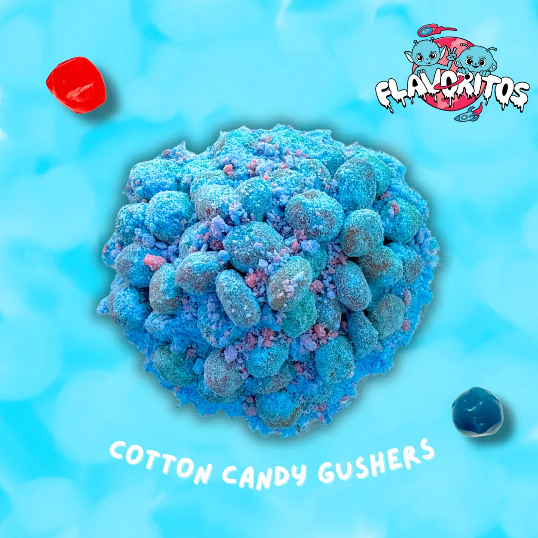 Cotton Candy Gushers Burst - Flavoritos Sweet Candy Gummy Soft Powdery Snack Bonbon